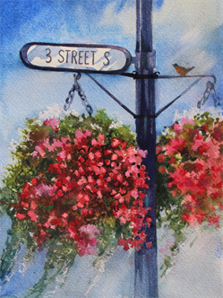 Watercolor/Pastel- Street Flowers