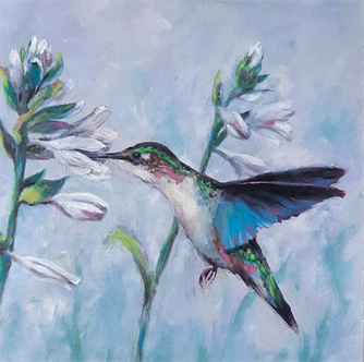 Joyfully Painting in Oil- Hummingbird