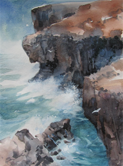Watercolor-  Rocky Beach