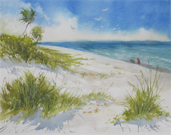 Watercolor/Pastel- Barefoot Beach