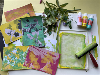A: Gelli Plate Printing with Casha Stempniewicz (ages 6+ with an adult)